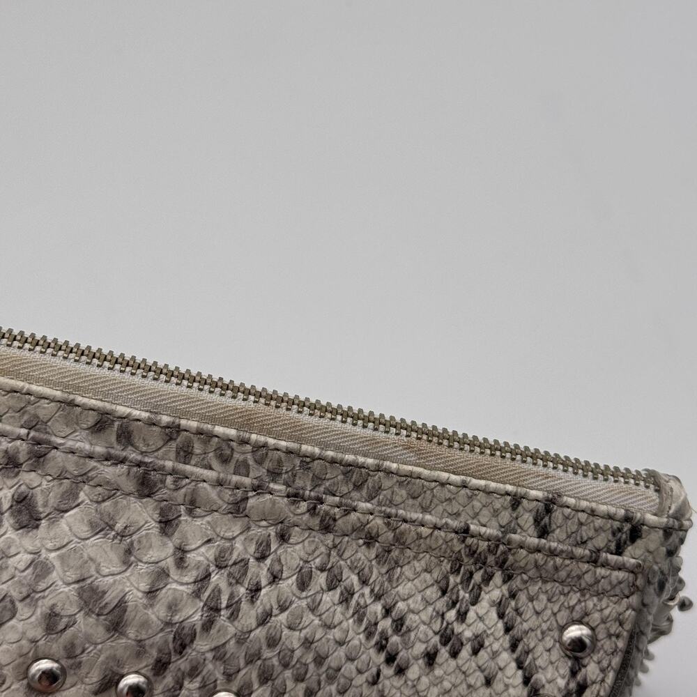 Kathy Van Zeeland Y2K Shoulder Clutch Bag Snakeskin Studded Chain Heart Charms - Picture 12 of 16